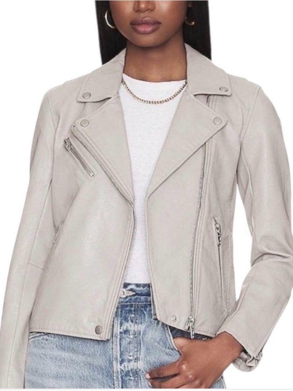 Blank NYC Taupe Vegan Leather Moto Jacket